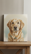 Retrato de perro pintado a mano en lienzo de algodón