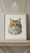Retrato artístico de gato en papel de conservación
